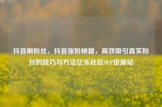 抖音刷粉丝，抖音涨粉秘籍，高效吸引真实粉丝的技巧与方法亿乐社区SUP货源站