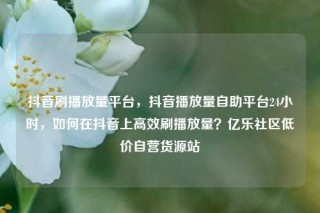 抖音刷播放量平台，抖音播放量自助平台24小时，如何在抖音上高效刷播放量？亿乐社区低价自营货源站